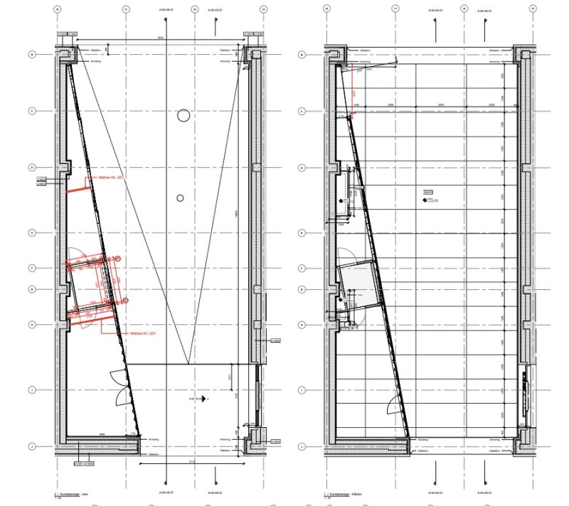 Rendering and technical drawings of Kunstpassagen and Exhibition space © Schmidt, Hammer, Lassen Architects