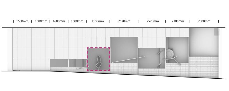 Rendering and technical drawings of Kunstpassagen and Exhibition space © Schmidt, Hammer, Lassen Architects